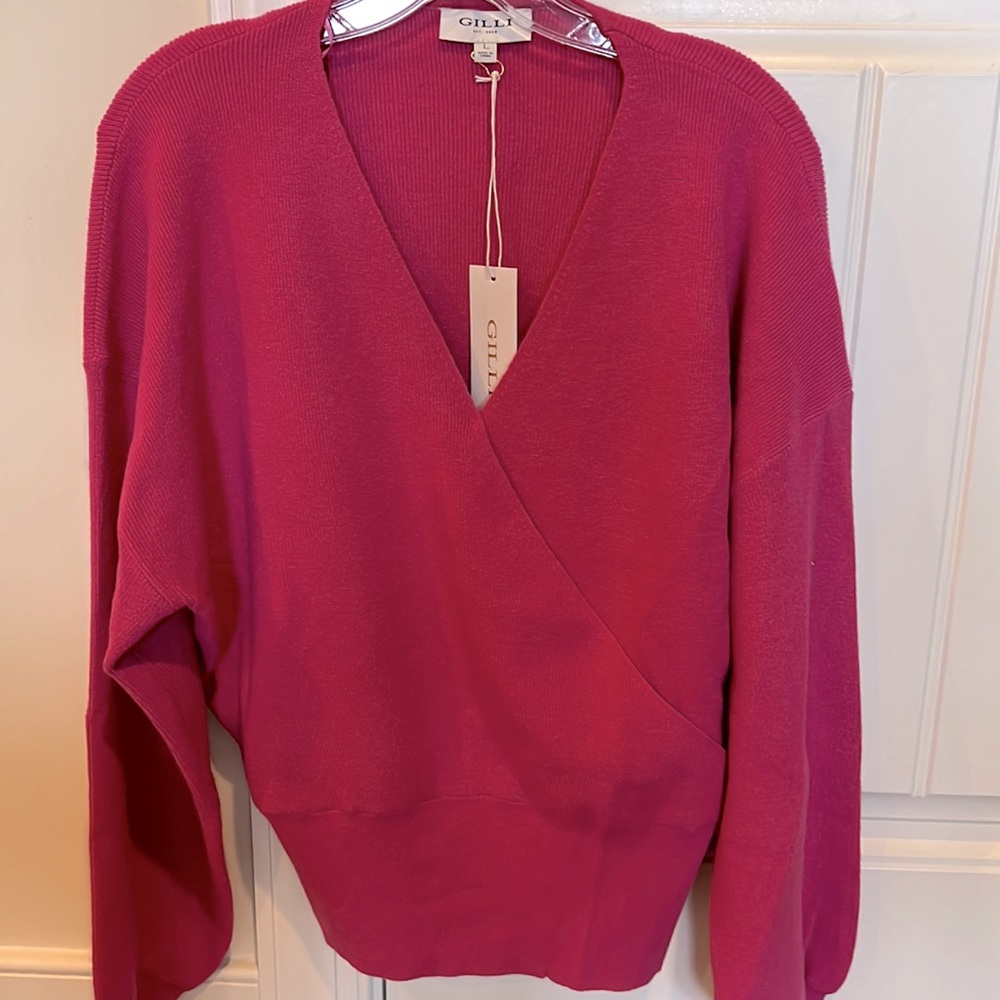 NWT BEAUTIFUL GILLI PINK WRAP SWEATER
